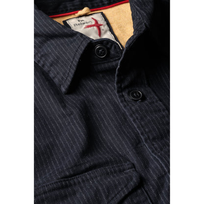 Relwen Utility Workshirt - Dark Navy Tick Stripe Dark Slate Gray