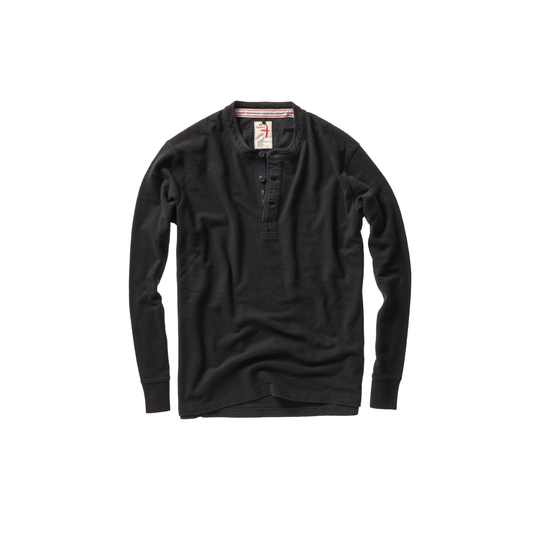 Relwen Slub Jersey Henley - Black Dark Slate Gray