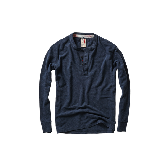 Relwen Slub Jersey Henley - Bright Navy Heather Dark Slate Gray