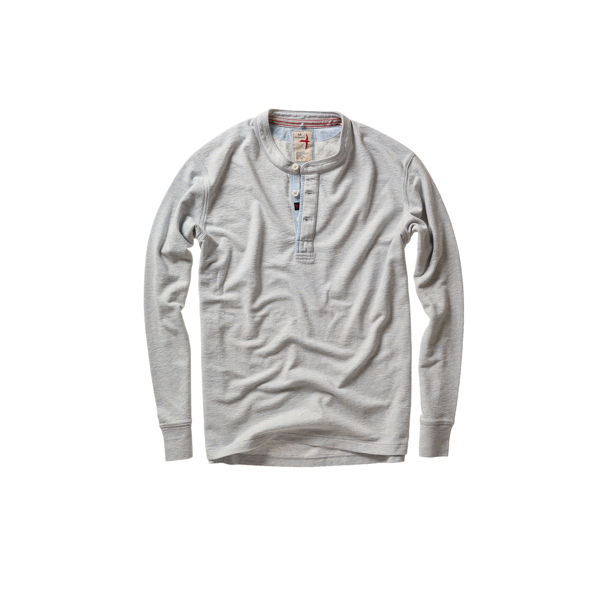 Relwen Slub Jersey Henley - Ice Blue Heather Gray