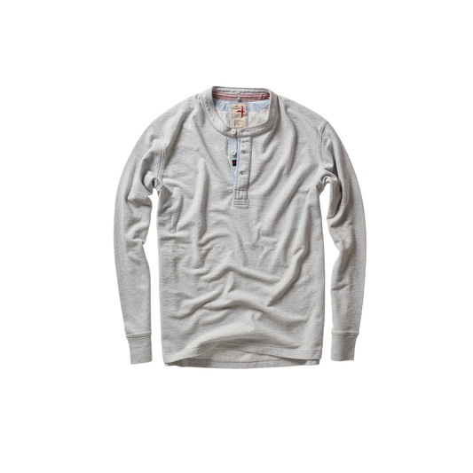 Relwen Slub Jersey Henley - Ice Blue Heather Gray