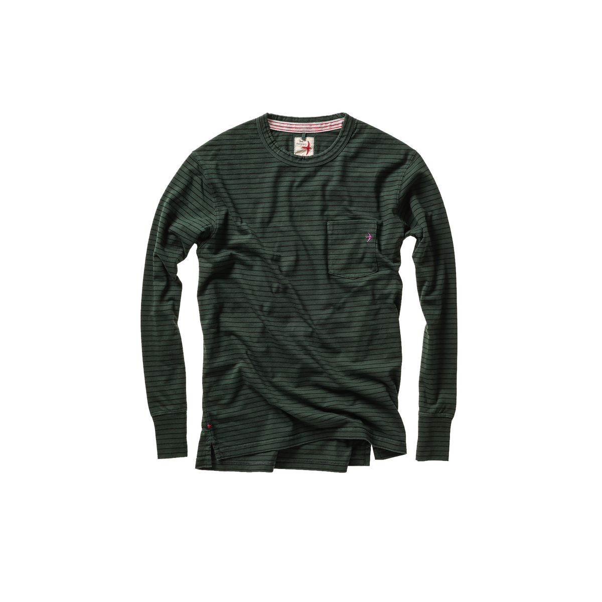 Relwen Ringspun L/S Pocket Tee - Forest/Navy Stripe Dark Slate Gray