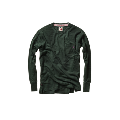 Relwen Ringspun L/S Pocket Tee - Forest/Navy Stripe Dark Slate Gray