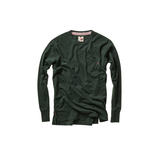 Relwen Ringspun L/S Pocket Tee - Forest/Navy Stripe Dark Slate Gray