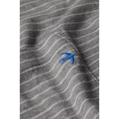Relwen Ringspun L/S Pocket Tee - Grey Heather/White Stripe Light Slate Gray