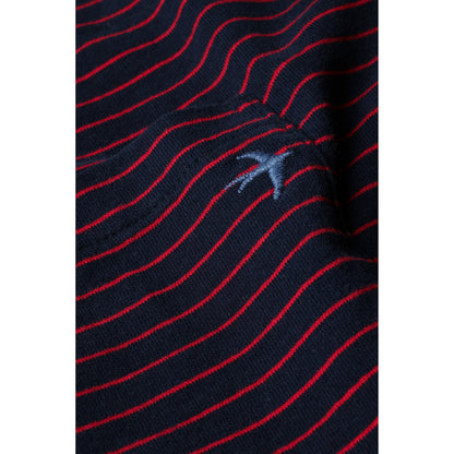 Relwen Ringspun L/S Pocket Tee - Navy/Red Stripe Black