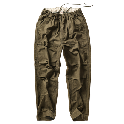 Relwen Drawstring Utility Pant - Olive Drab Slub Canvas Dark Olive Green