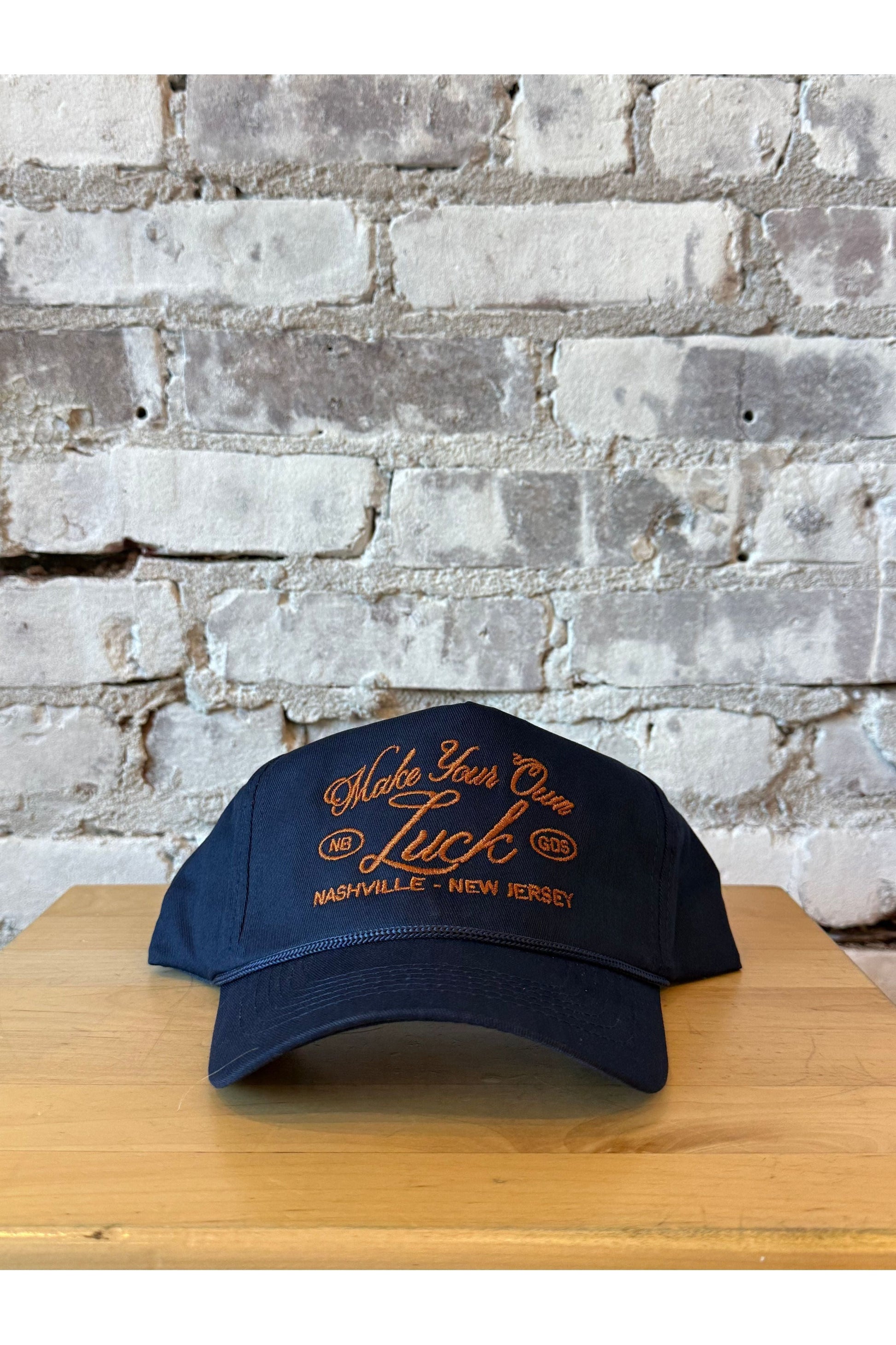 "Make Your Own Luck" Trucker Hat: Navy/Rust - DUNE + SALT