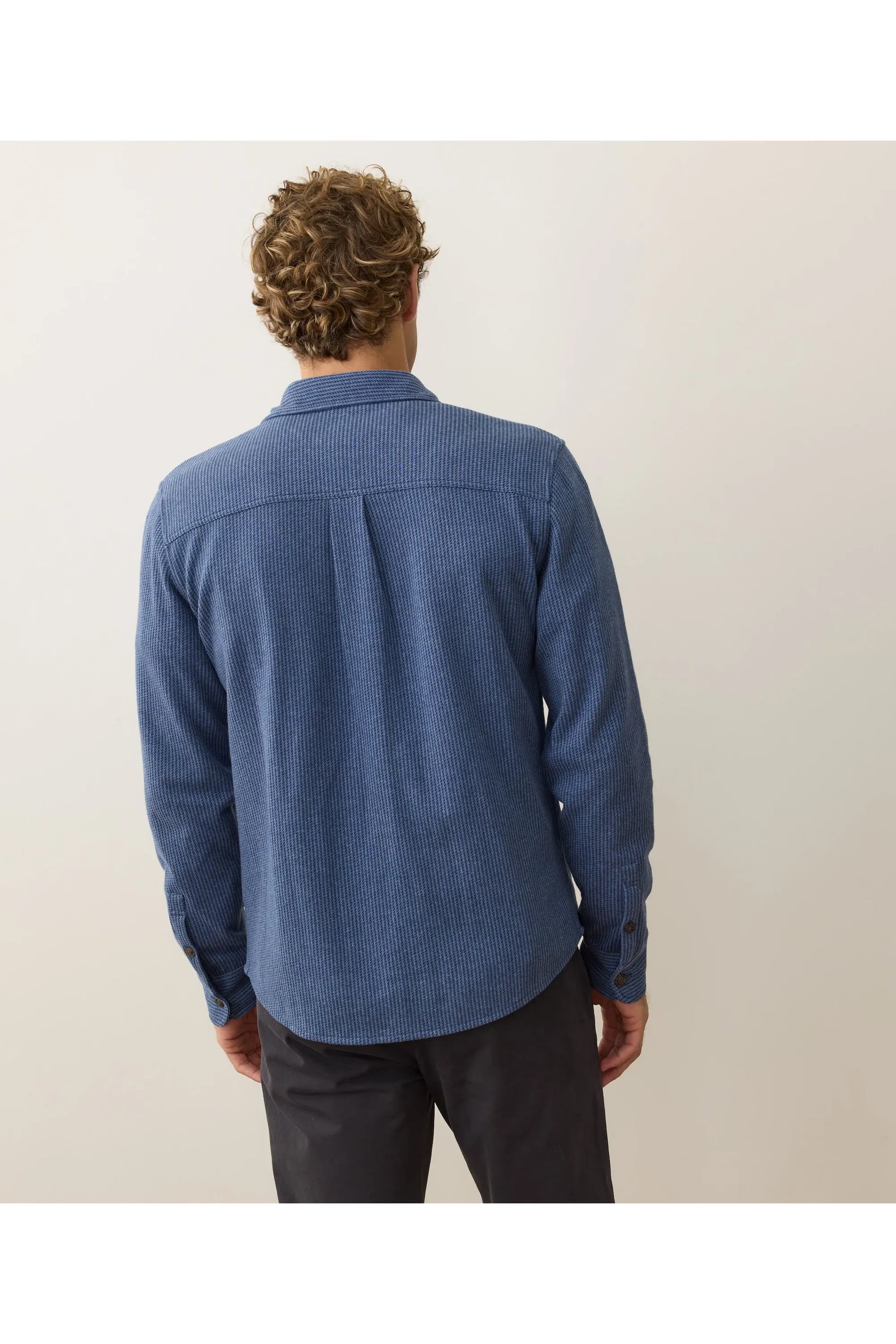 Pacifica Stretch Twill Overshirt - Blue Railroad Stripe - DUNE + SALT