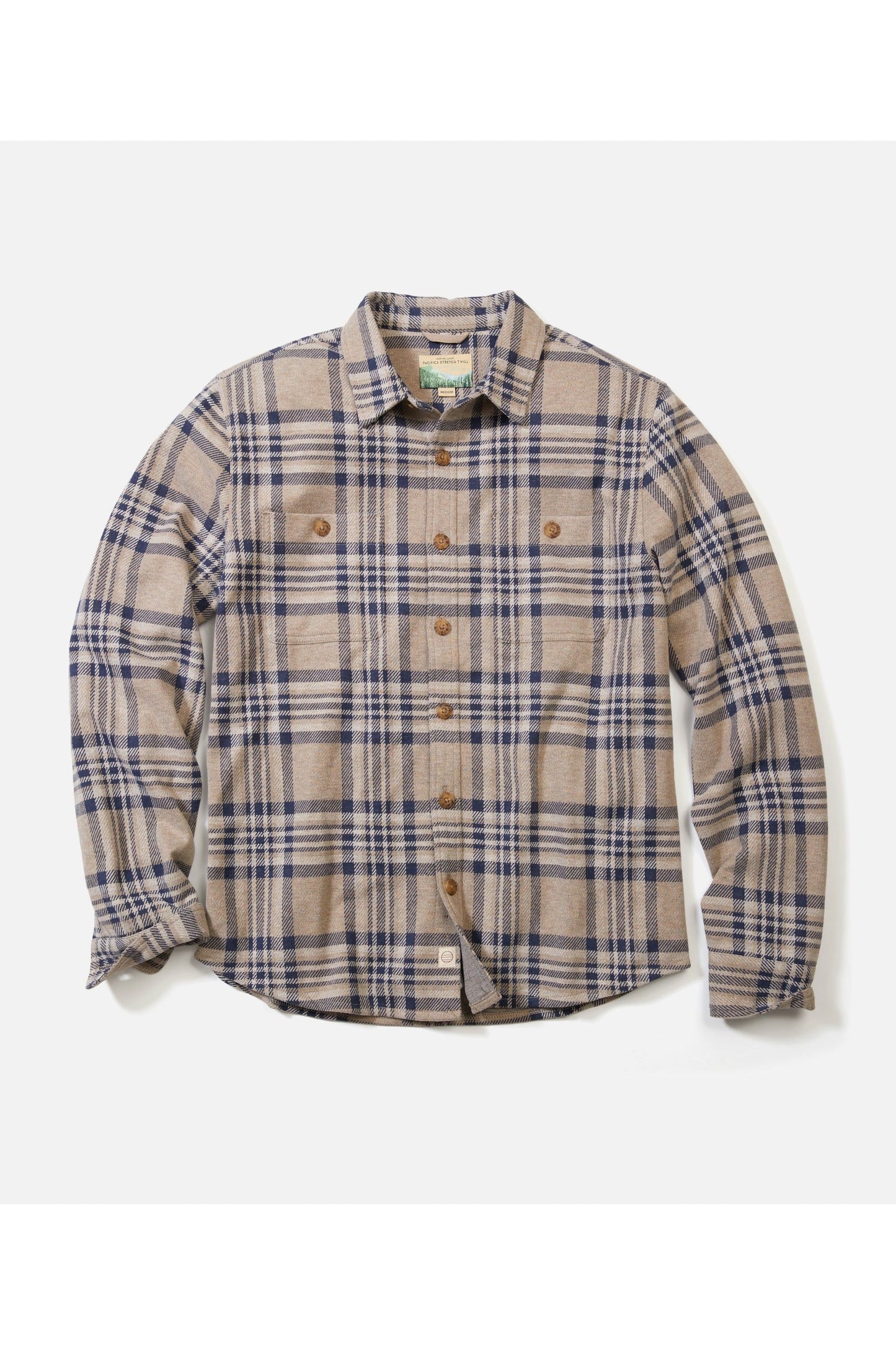 Pacifica Stretch Twill Overshirt - Taupe Plaid - DUNE + SALT