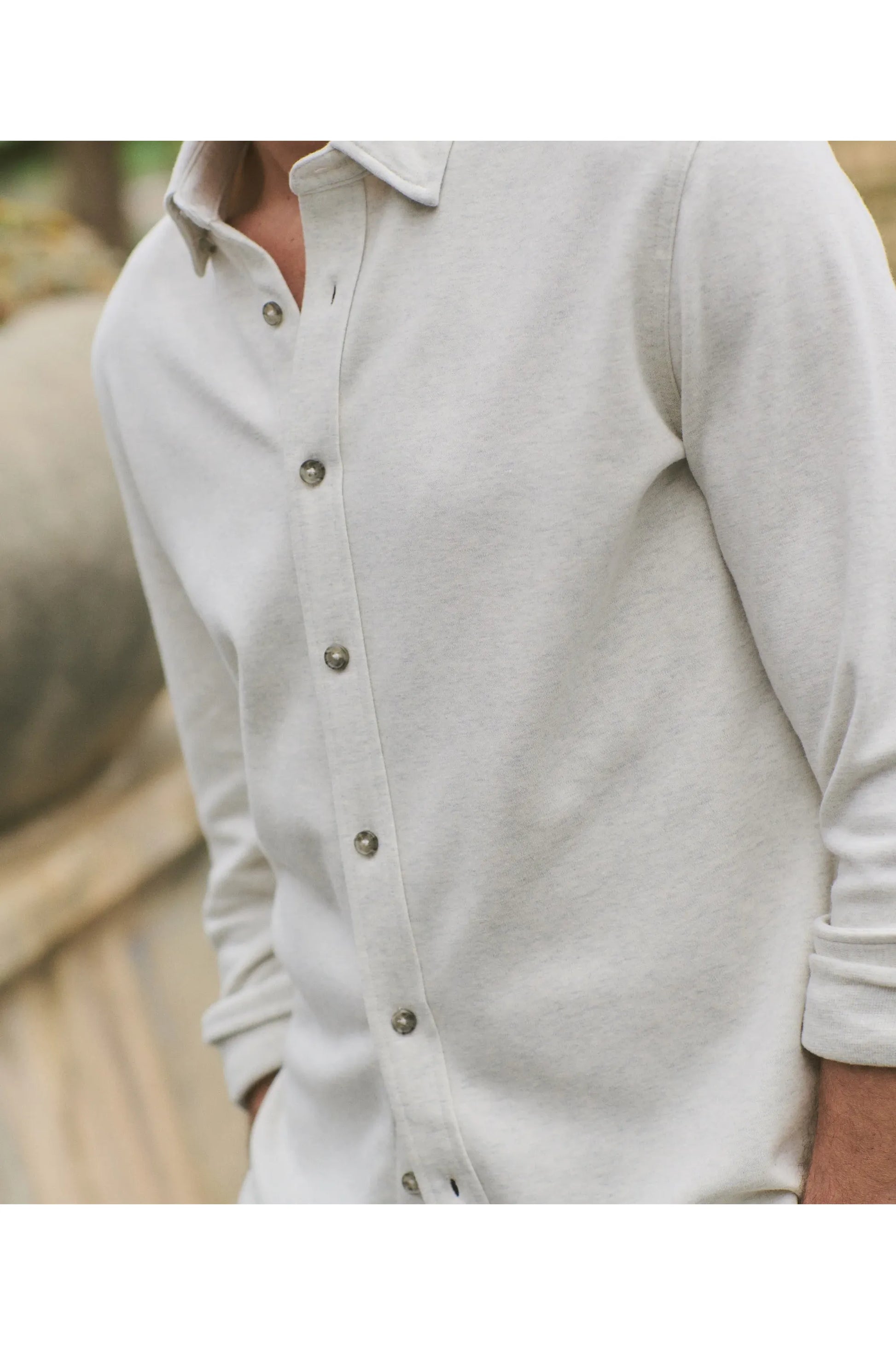Pacifica Stretch Twill Shirt - Oatmeal Heather - DUNE + SALT