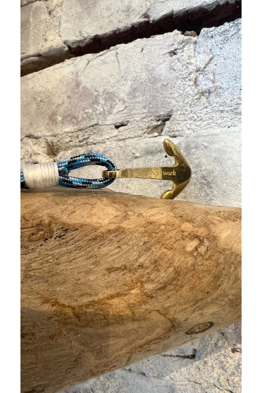 Blue Ice Nautical Brass Anchor Bracelet - DUNE + SALT