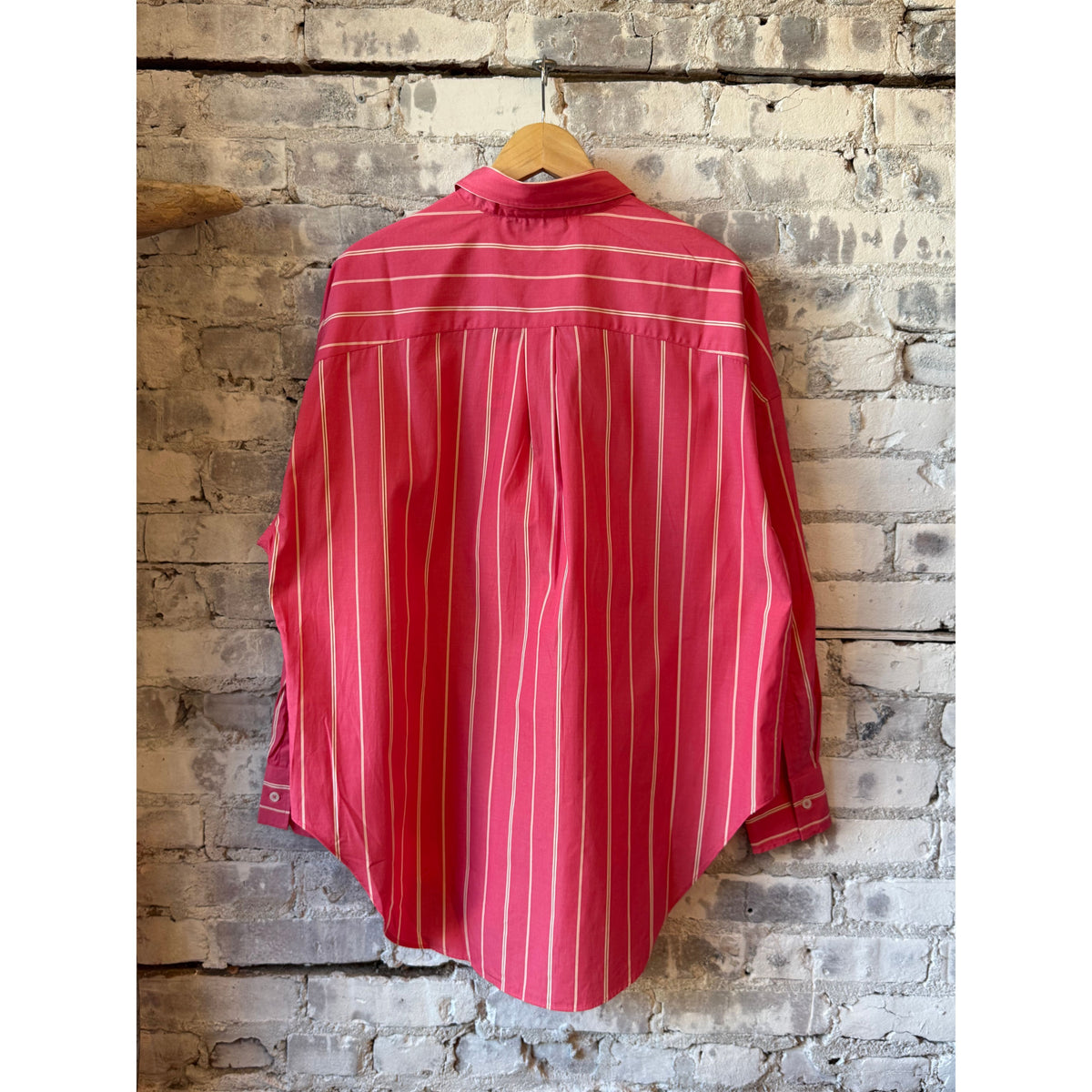 LMND Mara Striped Oversized Long Sleeve Shirt - Watermelon/Salsa/Orange/Natural Firebrick