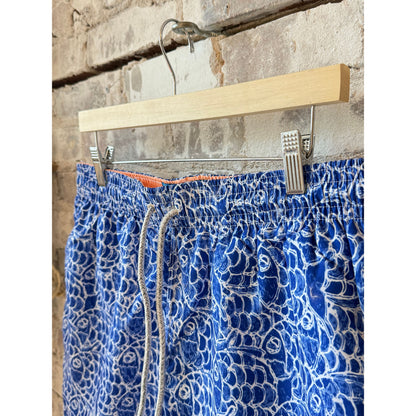 Men's Cyclist Liner Swim Trunks - Abstract Fish Navy - DUNE + SALT