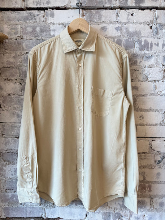 Hartford Men's Paul Pat woven shirt in stone color, featuring a casual button-up design and textured fabric.