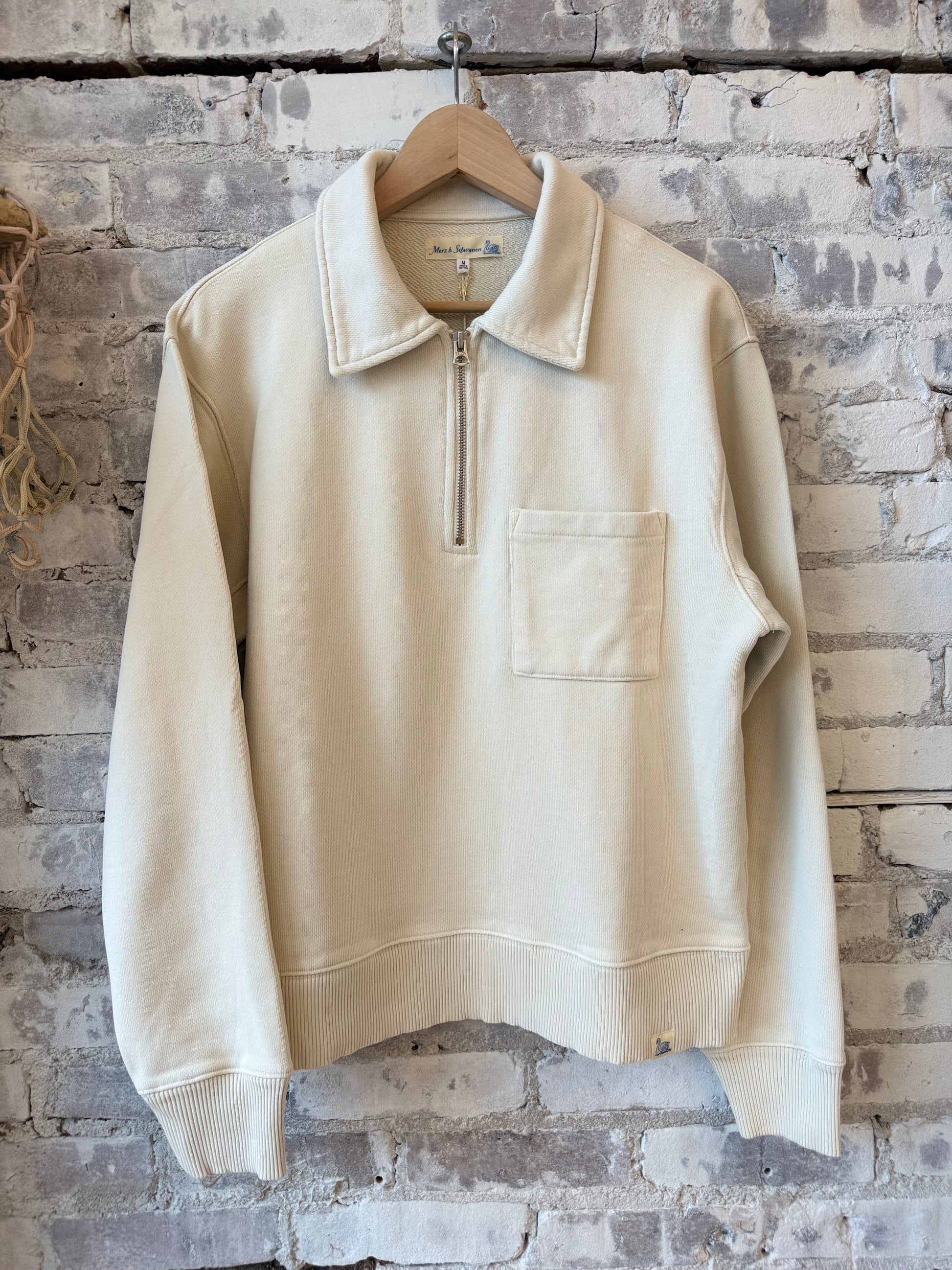 Authentic Fleece Polo Collared Half-Zip Cotton Sweatshirt - Nature - DUNE + SALT