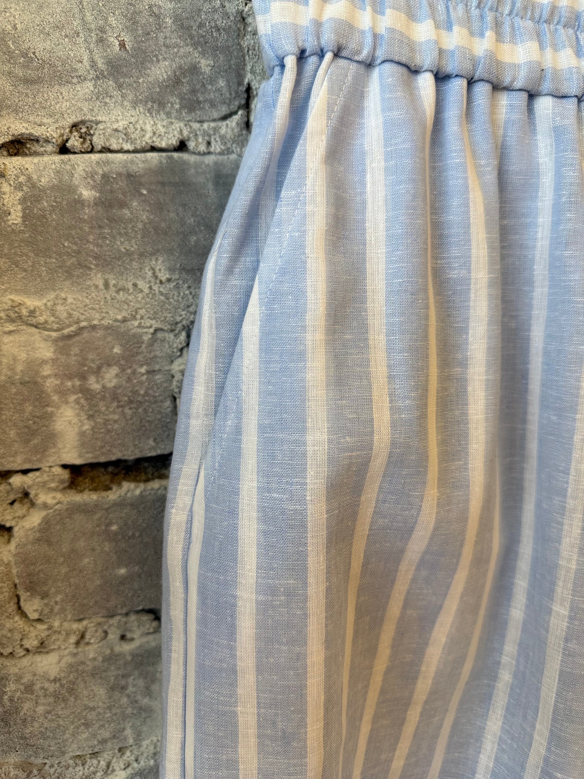 Sicilia Linen Shorts - Blue White Stripe - DUNE + SALT