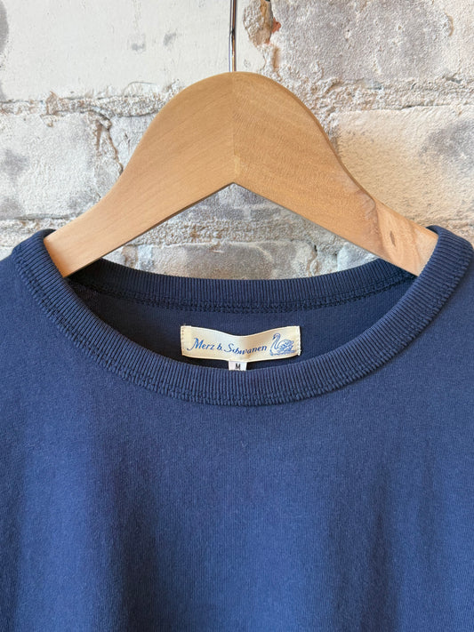 Merz B. Schwanen Classic Cotton Jersey T-Shirt - Washed Ink Dark Slate Blue