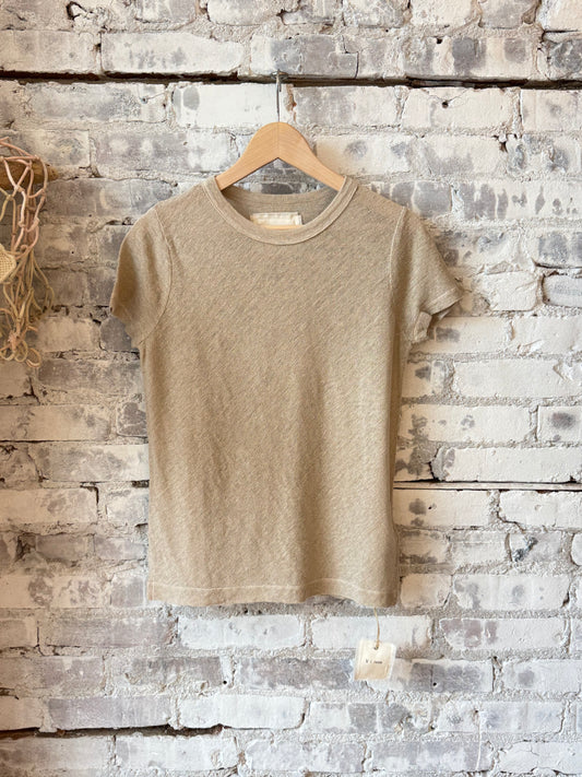Hemp Pique SS Crew - Sand Khaki - DUNE + SALT