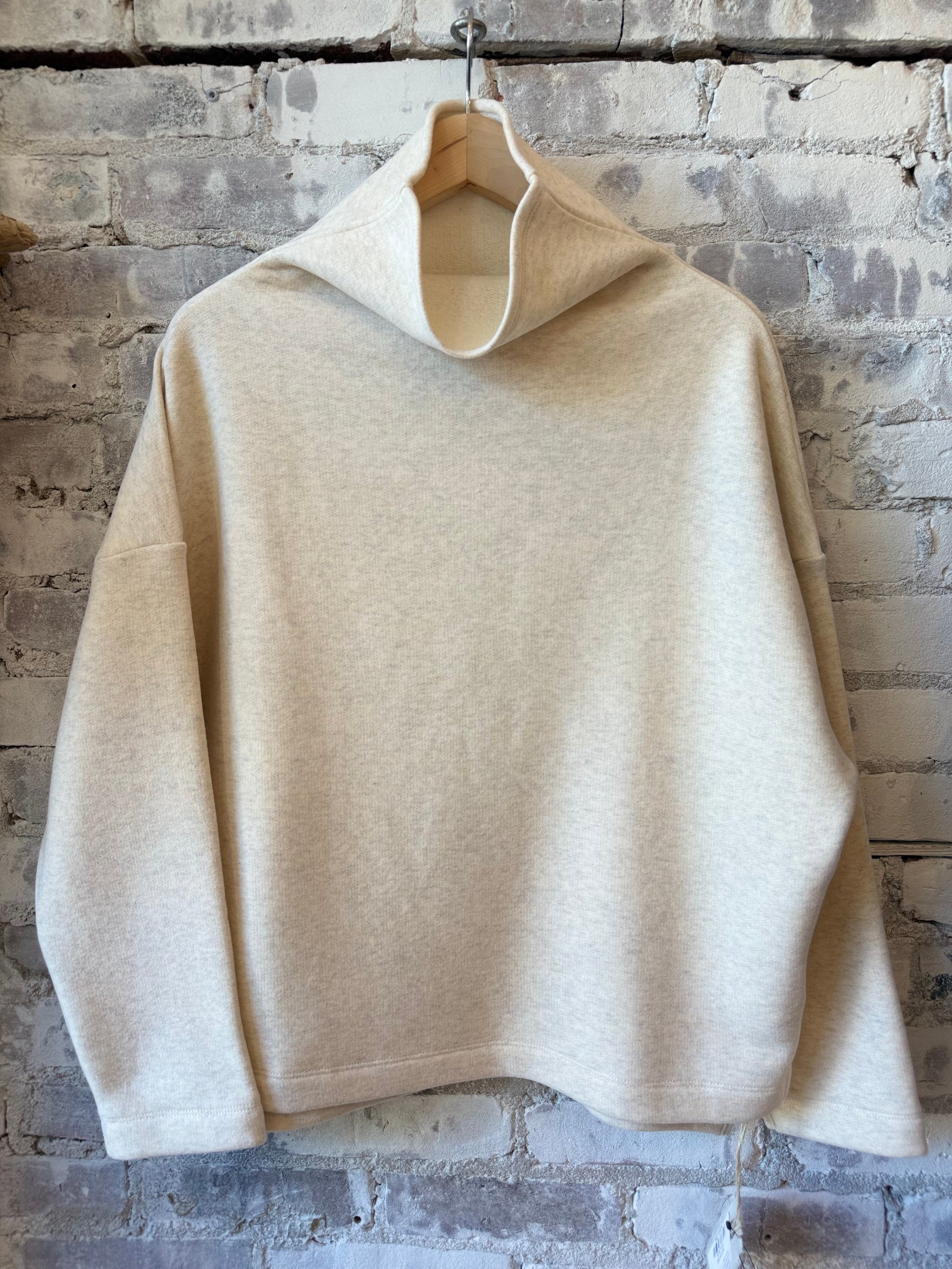 V::Room Cotton Tencel Brushed Fleece Oversized LS Turtleneck - Oatmeal Gray