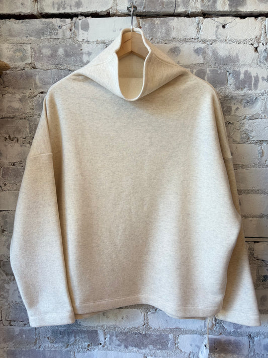 V::Room Cotton Tencel Brushed Fleece Oversized LS Turtleneck - Oatmeal Gray