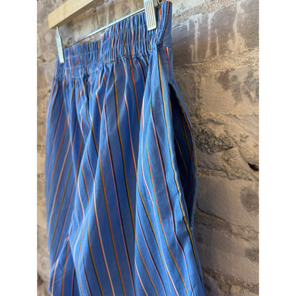 LMND Chiara Striped Mid-Length Shorts - Tutti Frutti/Ink Blue Steel Blue