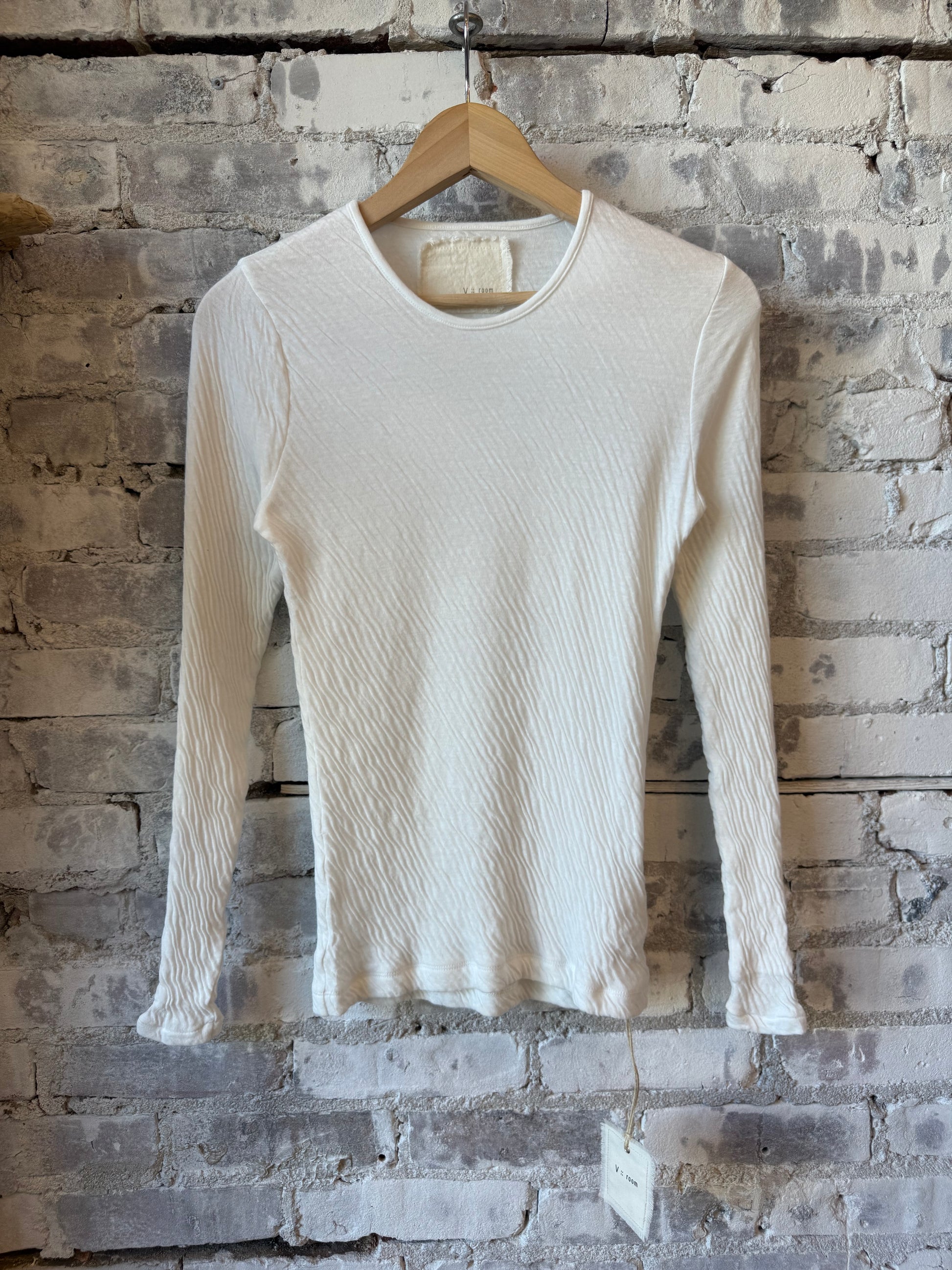 V::Room LS High-Soft Double-Face Crew - White Gray