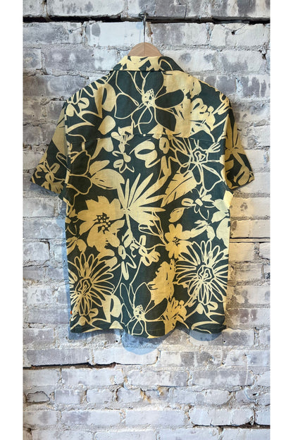 Selleck Shirt - Charcoal Grey Foliage Print - DUNE + SALT