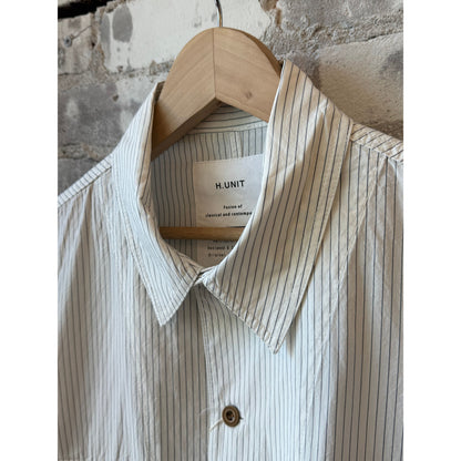 Men's white Stripe Shirtalls by H-Unit, featuring a classic striped pattern and durable fabric for casual wear.
