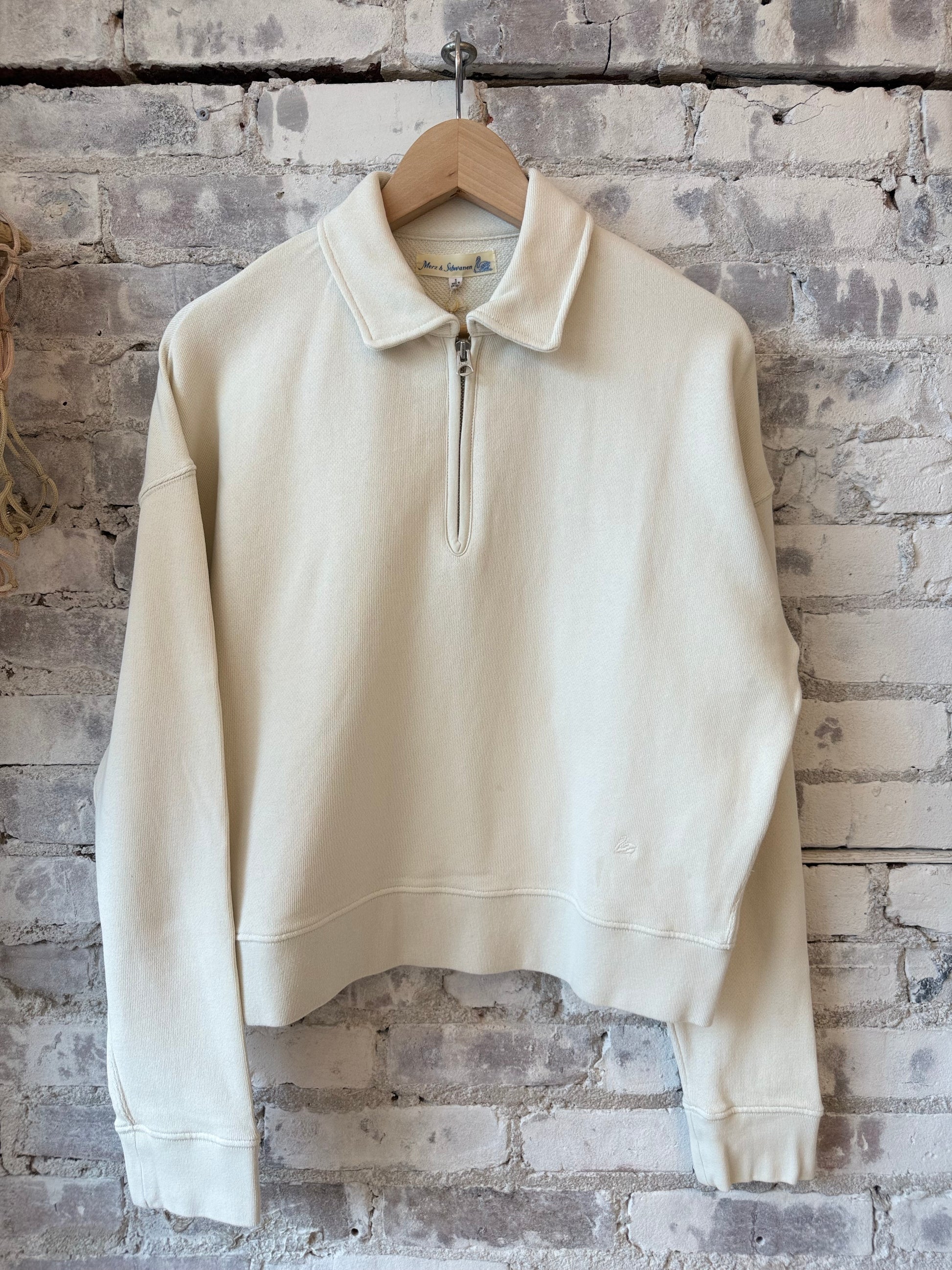 Cropped Retro Fleece Women's Half-Zip Sweatshirt - Cashew - DUNE + SALT