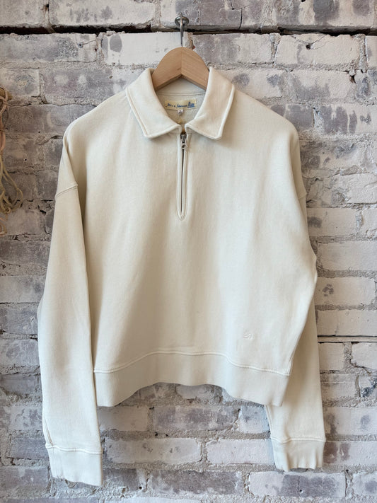 Cropped Retro Fleece Women's Half-Zip Sweatshirt - Cashew - DUNE + SALT