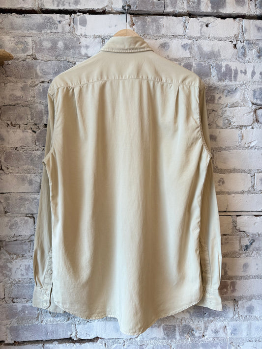 Hartford Men's Paul Pat woven shirt in stone color, featuring a casual button-up design and textured fabric.