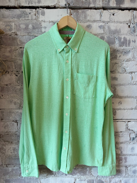 Hemp Stripe Buttondown - Mint/White - DUNE + SALT