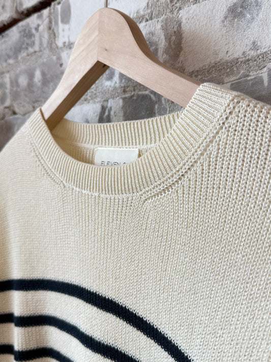 Layla Stripe Sweater - Ivory/Navy - DUNE + SALT