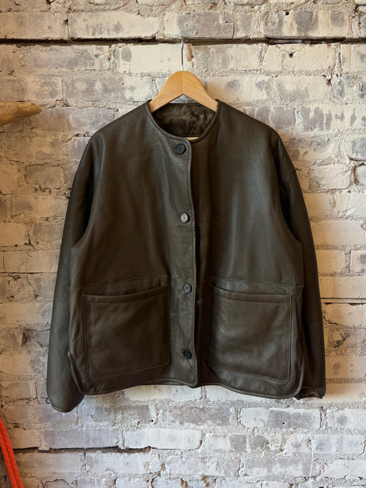 Utzon Juro Shearling Jacket - Army Dark Slate Gray