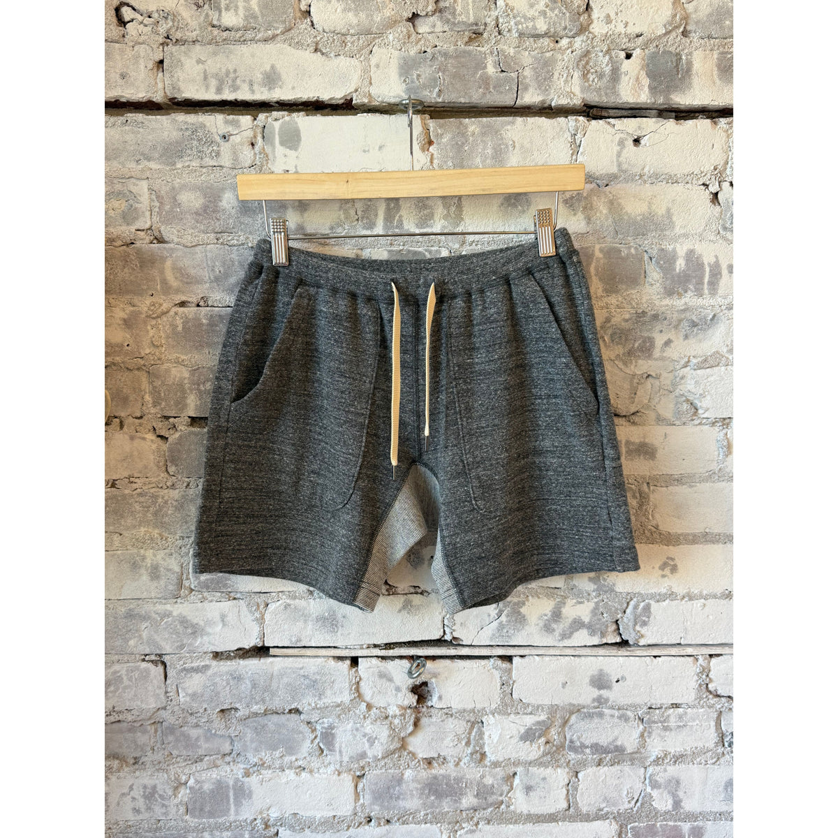 Kepani Raffy fleece sweat shorts for men in gray, soft and comfortable casual athletic shorts with elastic waistband.