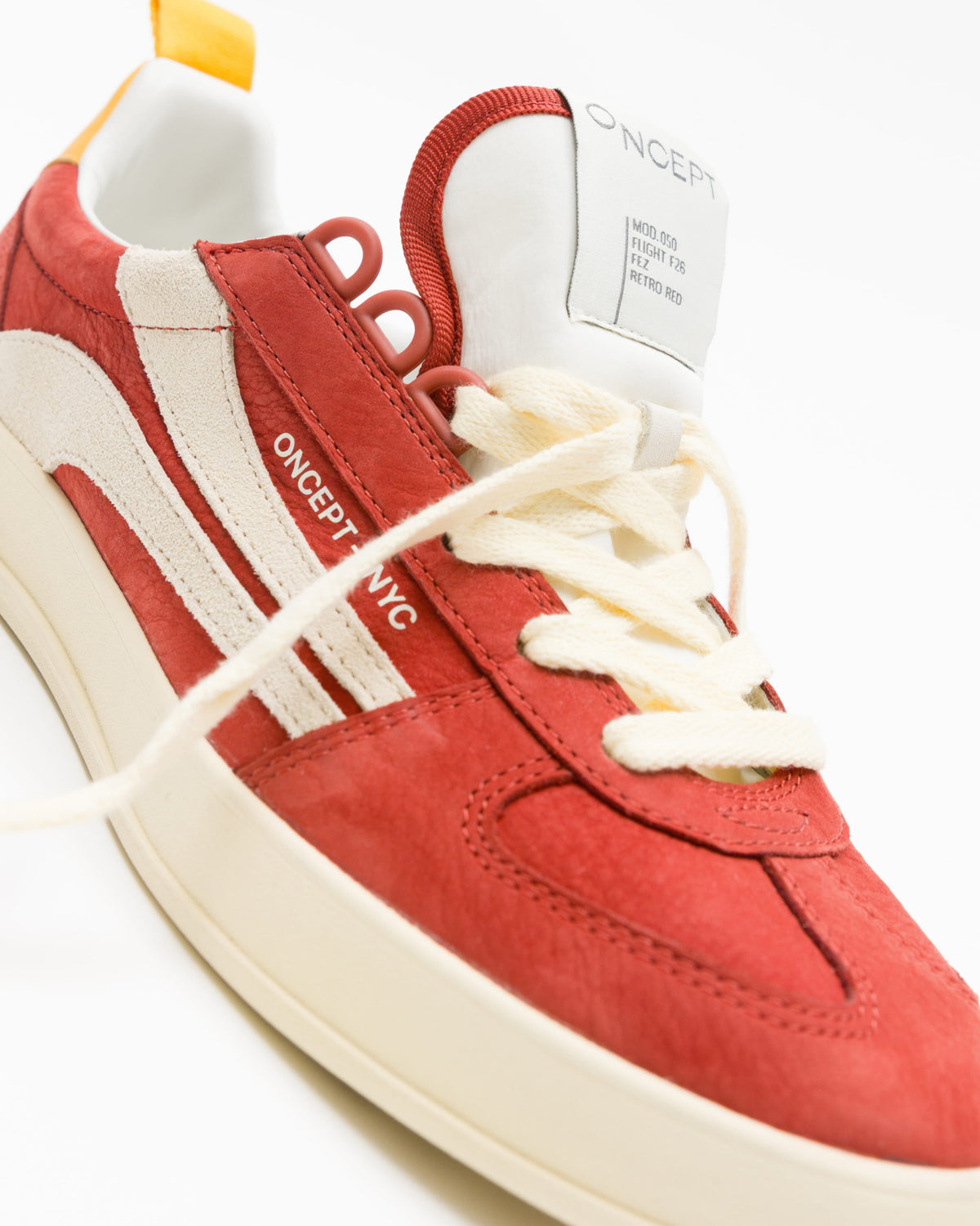 Women's Fez Sneaker by Oncept in retro red with soft cushioning and stylish design, perfect for casual wear.