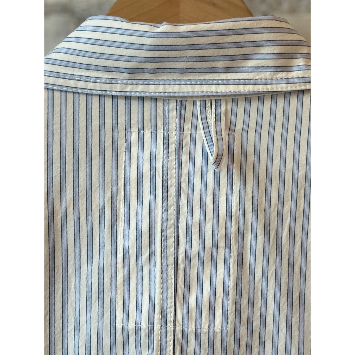 Men's blue Stripe Shirtalls by H-Unit, featuring a classic striped pattern and durable denim fabric.