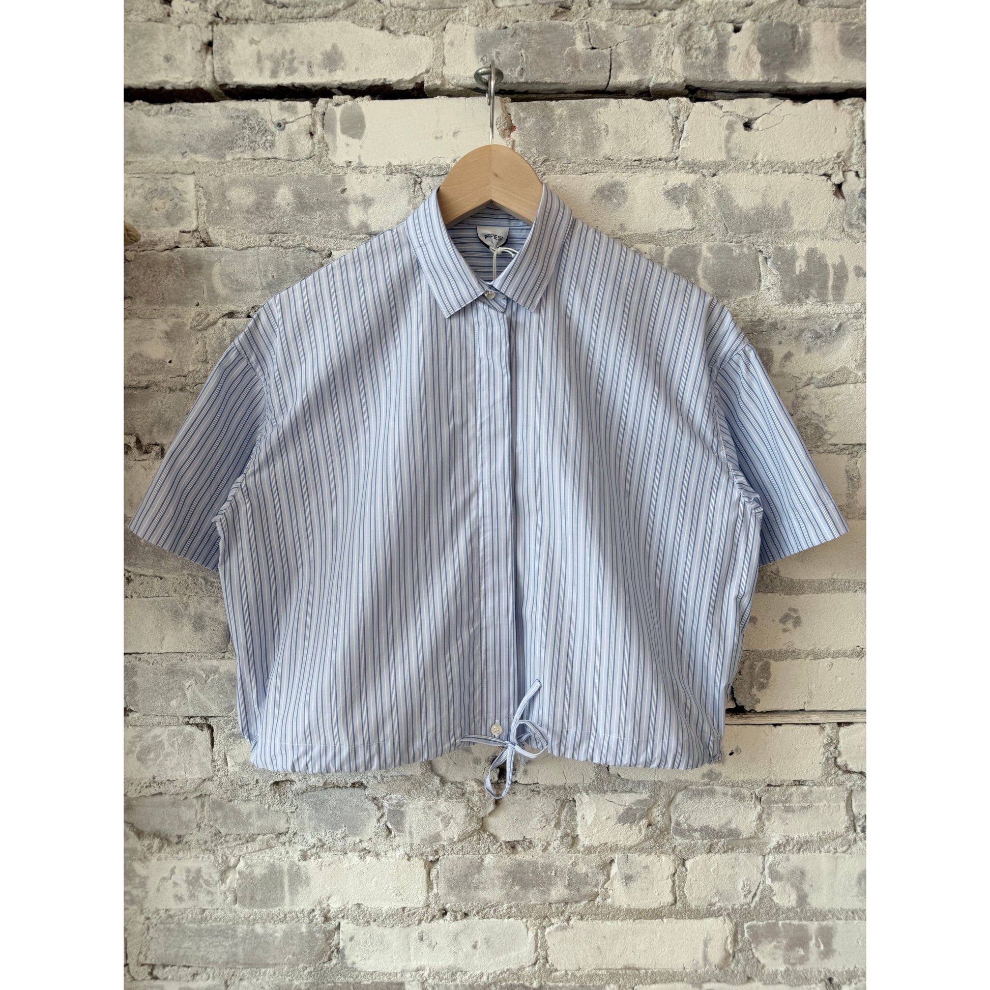 Cropped Cotton Poplin Shirt - Blue Stripe - DUNE + SALT