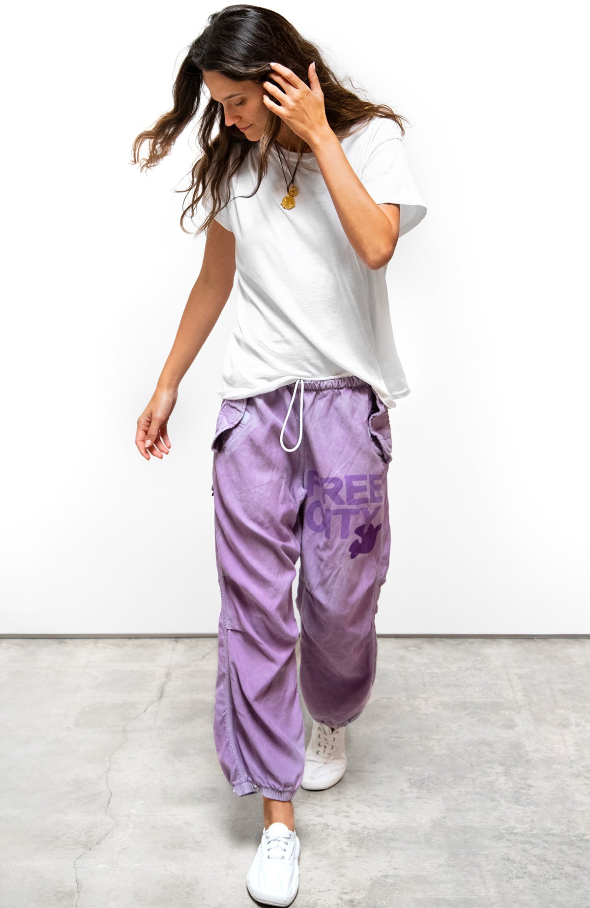 FreeCity FLAP/SNAP FREECITYLARGE MATTE/SATIN AIRJUMP PANT - Laundry Green White Smoke