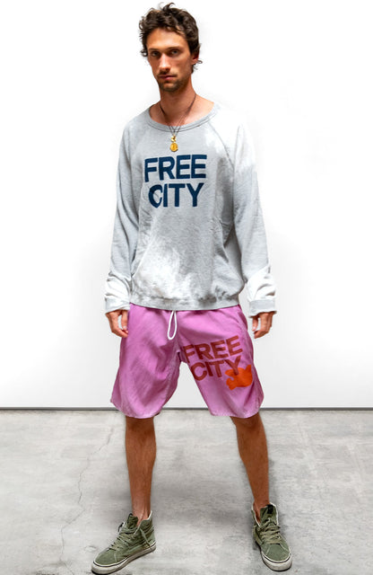 FreeCity FREECITY MATTE/SATIN BACK/POCKET SHORT - Pinkshroom Powder White Smoke