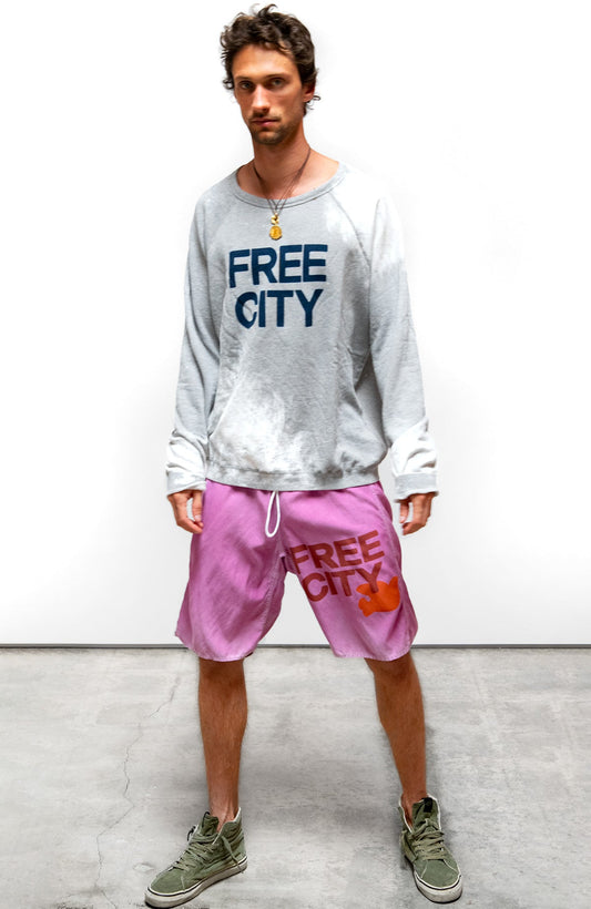 FreeCity FREECITY MATTE/SATIN BACK/POCKET SHORT - Pinkshroom Powder White Smoke