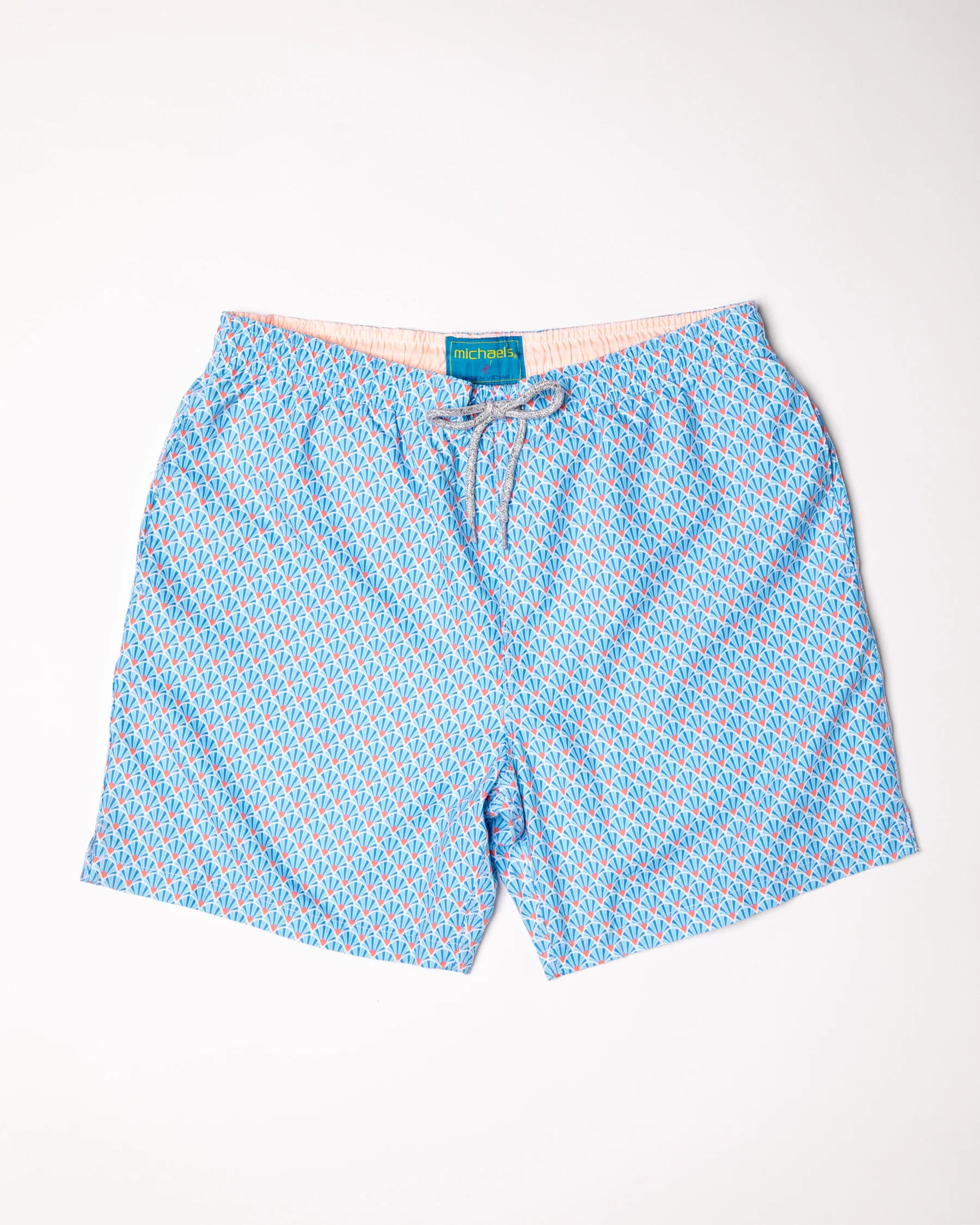 Men's Cyclist Liner Swim Trunks - Fans Sky/Orange - DUNE + SALT