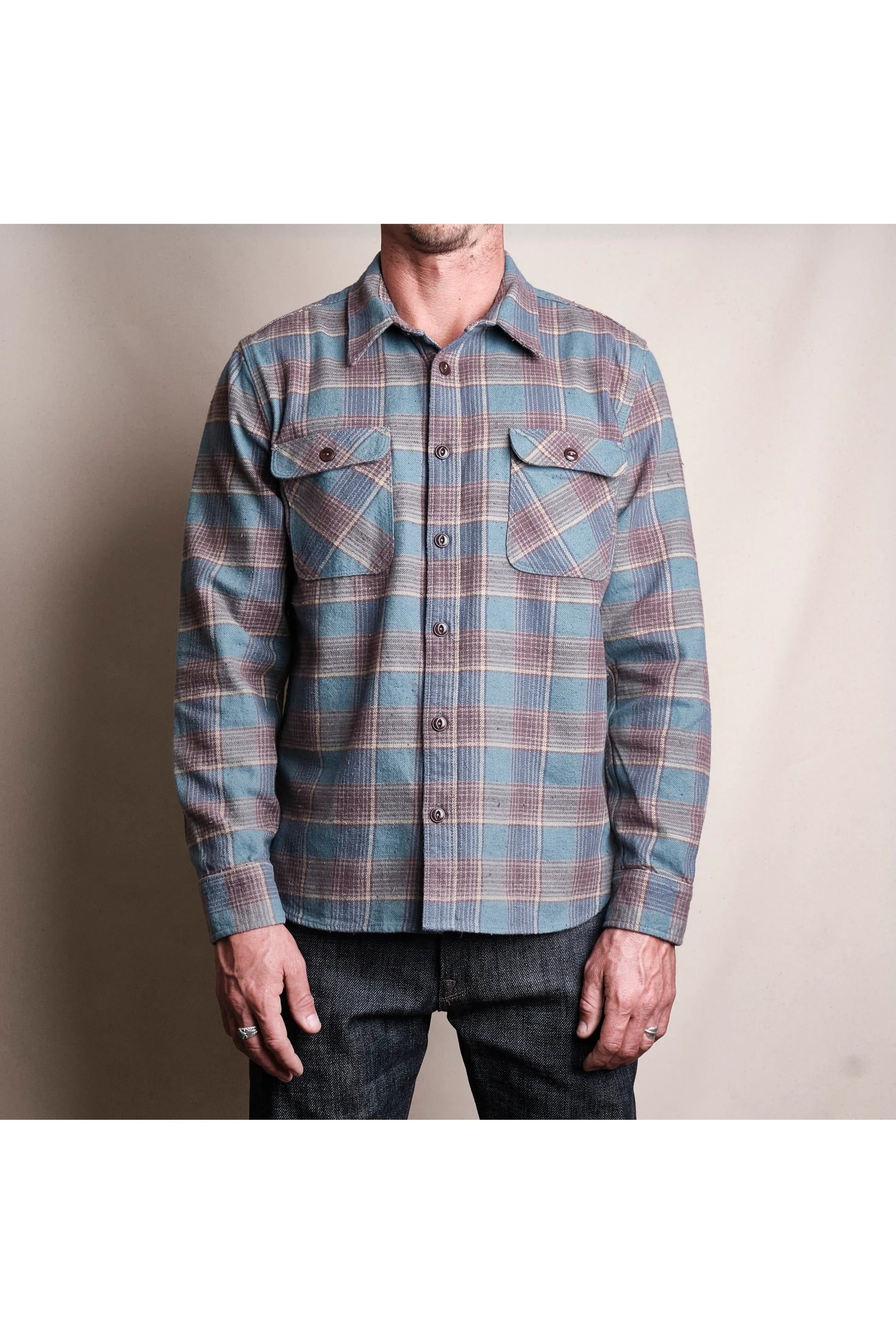 Jepson Plaid Shirt - Dusty Blue - DUNE + SALT