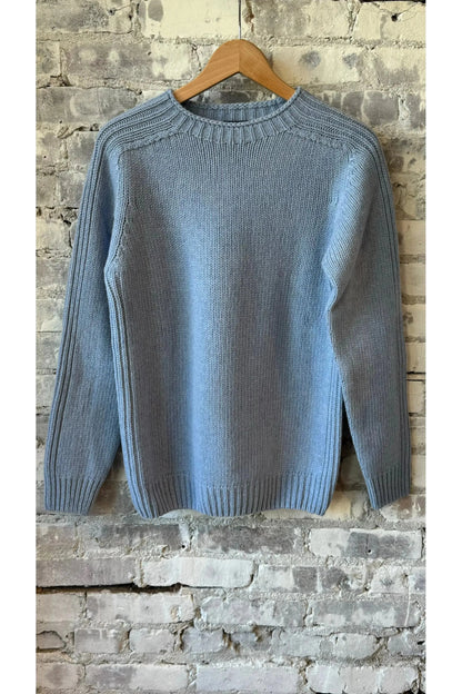Merino Mock Neck Crew - Sky - DUNE + SALT
