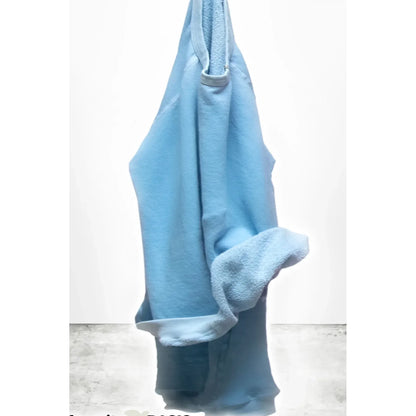 Women's blue sweatshirt featuring a fluffy rabbit graphic by Freecity, casual and cozy for everyday wear.
