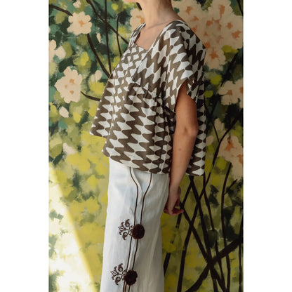 Square Neck Blouse - Tribal Zig Zag - DUNE + SALT