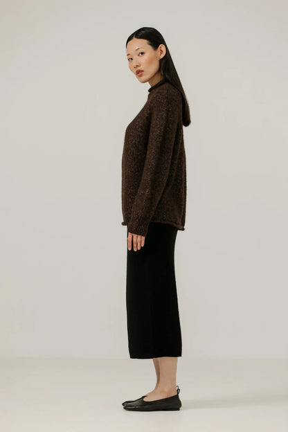 Handloom Rollneck Sweater - Carob - DUNE + SALT