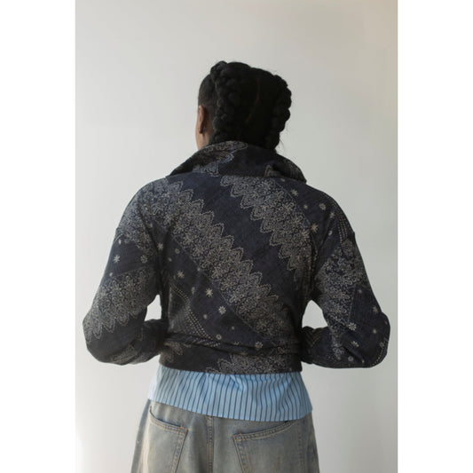 Quarter Zip Pullover - Indigo Bandana