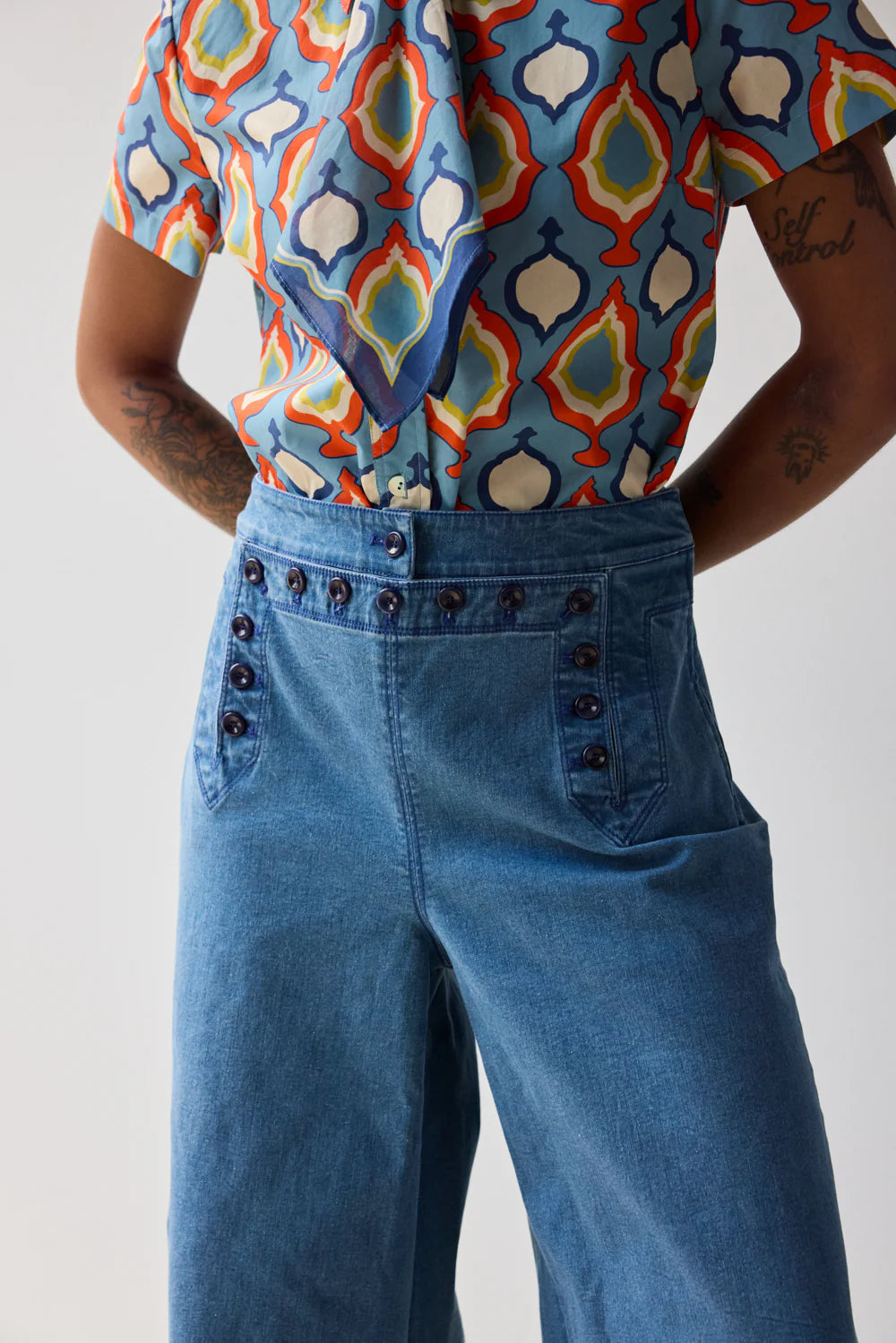 Flared Sailor Pant - Medium Wash